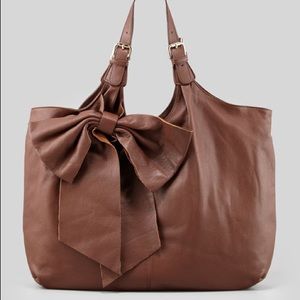 RED Valentino Brown Leather Tote with Bow